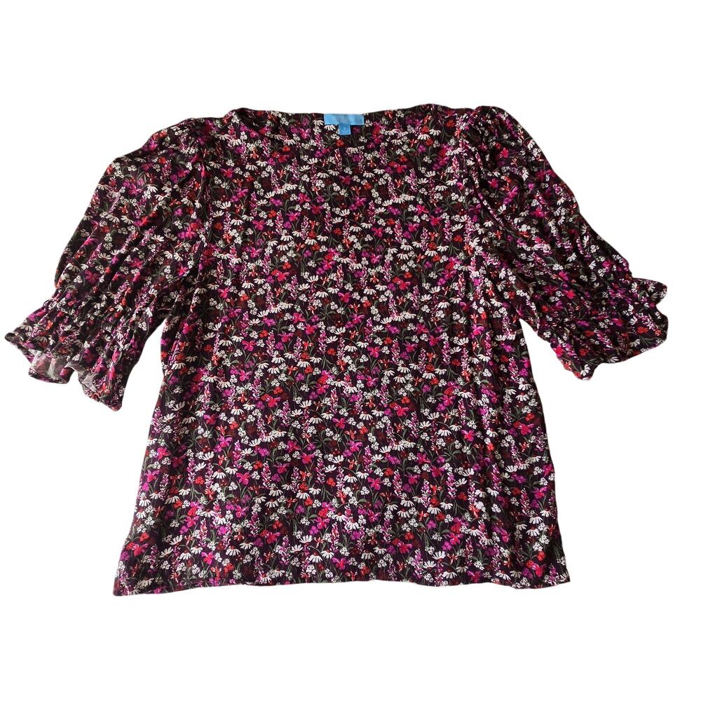 DRAPER JAMES RSVP Floral Cropped Cottage Core Fairy Ruffled Sleeve Blouse Size S